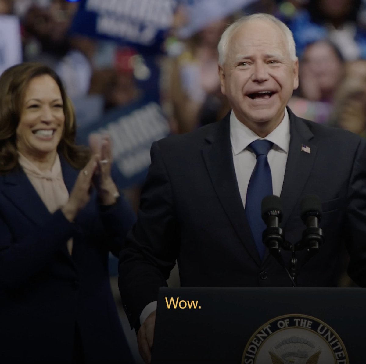 What a reception. And no one I’d rather campaign alongside than you, Kamala Harris.