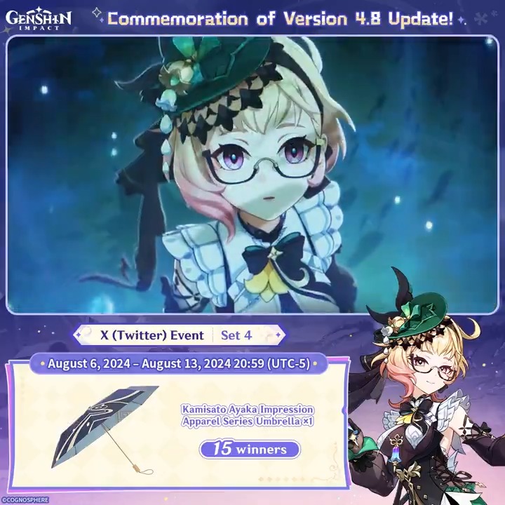 ✨Set 4✨ Commemoration of Version 4.8 Update 🎁Participate for a chance to win official merchandise. How to Participate: ① Follow Genshin Impact ② Repost this post And you can instantly check the event results via this link>>> #GenshinImpact4ꓸ8