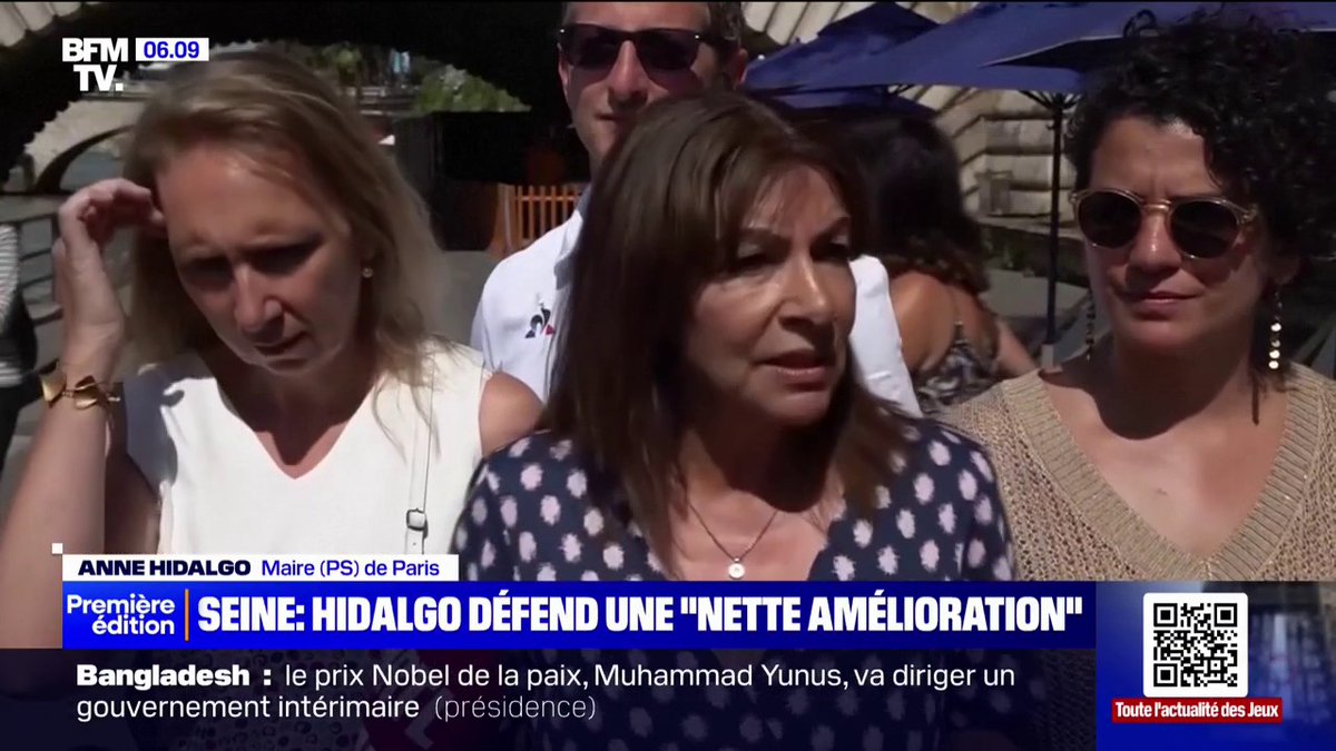 JO: Anne Hidalgo défend une Seine "dépolluée" pour l'épreuve des 10km de natation en eau libre prévue les 8 et 9 août