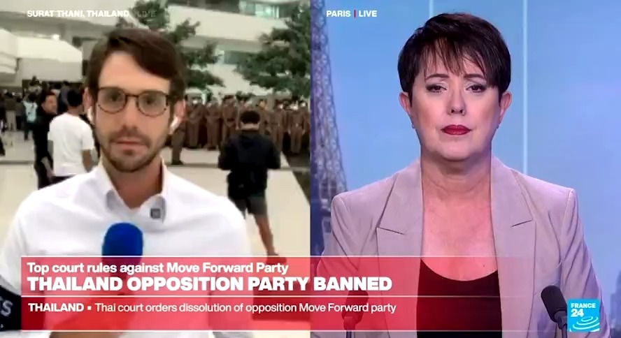 The Constitutional Court of Thailand has disbanded the Move Forward Party MFP Thailand, the largest opposition party in Parliament. My latest for @france24 #ยุบพรรคก้าวไกล #thailand