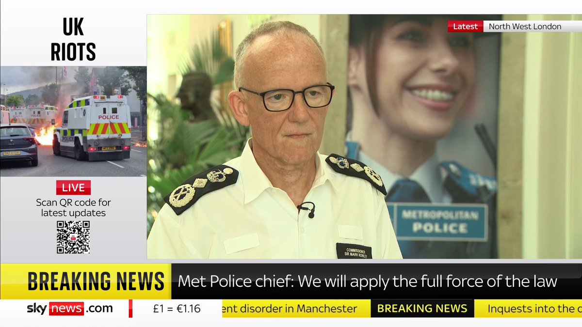 Commissioner Sir Mark Rowley: 'We will throw the full force of the law at offenders. 'Being a keyboard warrior, does not make you safe from the law. ‘If you are committing crimes on the streets, or online, we will come after you.'
