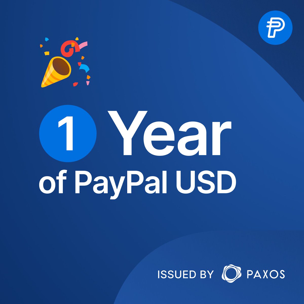 Today, we celebrate ONE year of PayPal USD (PYUSD)! 🙌 In just one year, PYUSD has grown from $0 to over $650 million in market cap and we’re just getting started. Don’t have PYUSD yet? Get yours today from our friends at PayPal, Venmo, Crypto.com, Phantom and more.
