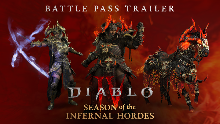 Harness the fires of Hell with the Season of the Infernal Hordes Battle Pass 🔥 ⚔️ New cosmetics 🐴 New mounts 🔴 New portals Available now in #Diablo IV.