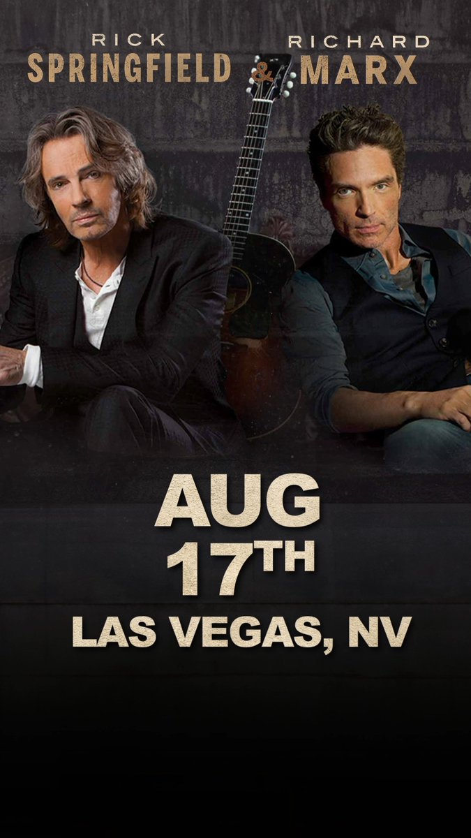 LAS VEGAS! Richard Marx and Rick Springfield are co-headlining at Pearl Concert Theater on 8/17 and you do not want to miss it! 🎰 ❤️ Tickets are selling FAST... get yours today!