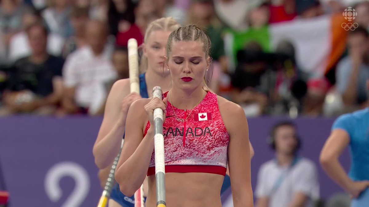 Athlétisme 🏃 : la barre tient en place et c'est réussi pour Alysha Newman 🇨🇦 à 4,80 m à son premier essai! 🤩✔️ Elle est au premier rang! #jeuxolympiques #RCSports #Paris2024 #athlétisme