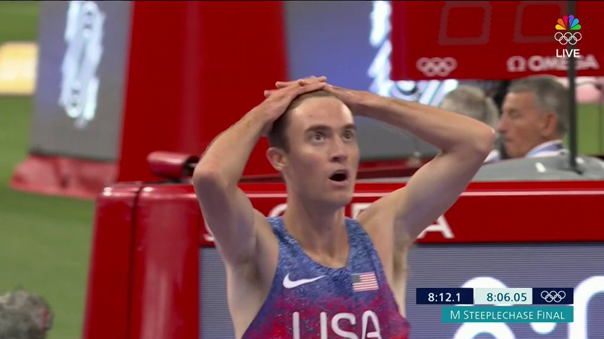 WOW! Kenneth Rooks just won SILVER in the men’s 3000m steeplechase in a STUNNER. 🤯 #ParisOlympics