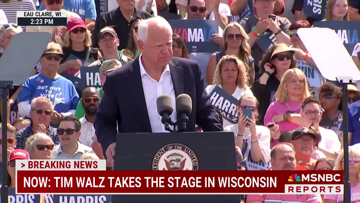 WATCH: Gov. Tim Walz stops his speech to help someone in the audience who needs water during Wisconsin rally.