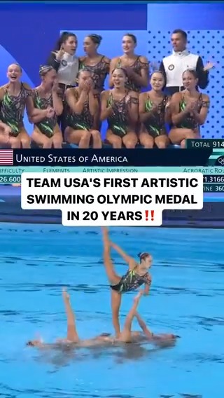 A 20-YEAR OLYMPIC MEDAL DROUGHT HAS ENDED! 🇺🇸 With a silver in the team event, the U.S. artistic swimming team earns their first Olympic medal since Athens 2004. #ParisOlympics