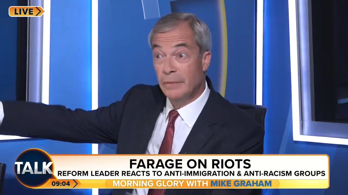 “My question of whether he was on a watch list still hasn’t been answered.” Nigel Farage disputes that he provoked riots and that over the span of his political career, he has never been involved in violence. @iromg | Nigel Farage | #Talk
