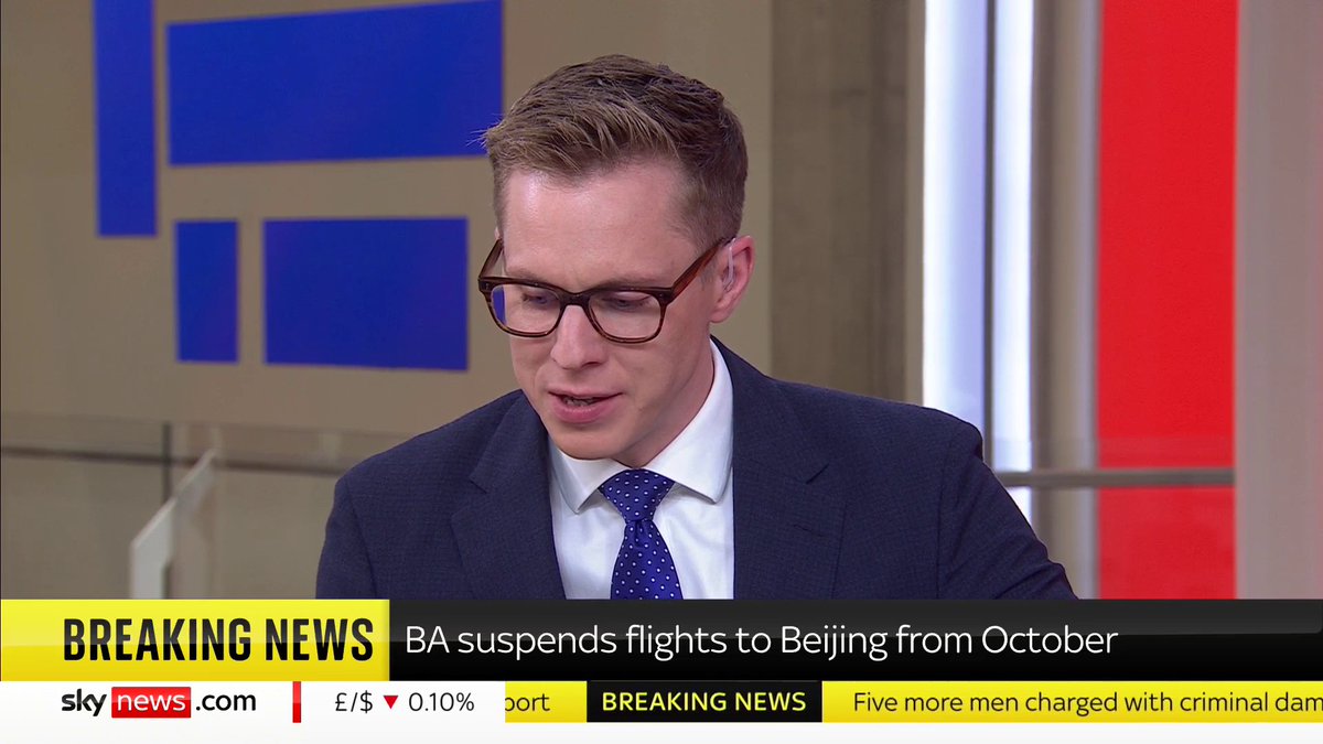 BREAKING: British Airways have released a statement confirming they will be suspending flights to Beijing from October Latest ➡️ 📺 Sky 501, Virgin 602, Freeview 233 and YouTube