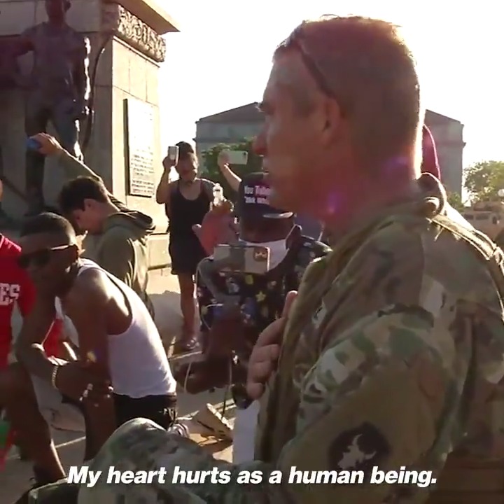 People are taking about the National Guard response to the George Floyd protests in Minnesota under Gov. Tim Walz. This is how they reacted. This type of leadership comes from the top. Listen to the way that Lt. Col. Sam Andrews handled this situation.
