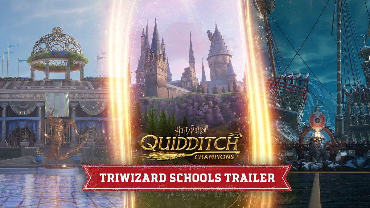 Take your first real peek at the Quidditch pitches and locales of Beauxbatons Academy of Magic and Durmstrang Institute. Compete in matches across all three Triwizard schools to earn the Triwizard Schools Quidditch Cup! Harry Potter: Quidditch Champions is available from September 3! #QuidditchChampions