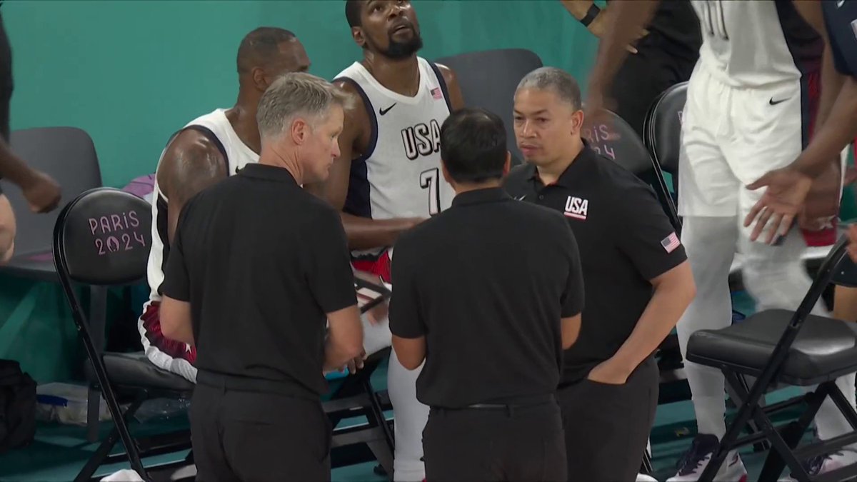 Book knocks it down &amp; it’s a 5-point game. 📺 USA Network + Peacock 🇺🇸 #USABMNT #Paris2024 #Basketball