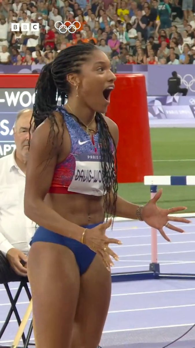 This reaction to winning Olympic gold 😭 Love this from long jumper Tara Davis-Woodhall 🥰 #BBCOlympics #Paris2024 #Olympics