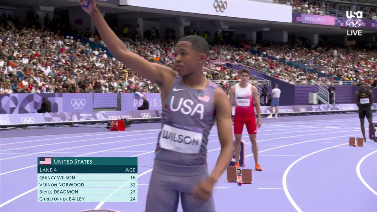 16-year-old Quincy Wilson makes his Olympic debut and becomes the youngest male track & field athlete to compete for the United States at the Olympics. 🇺🇸 #ParisOlympics 📺 USA Network & Peacock