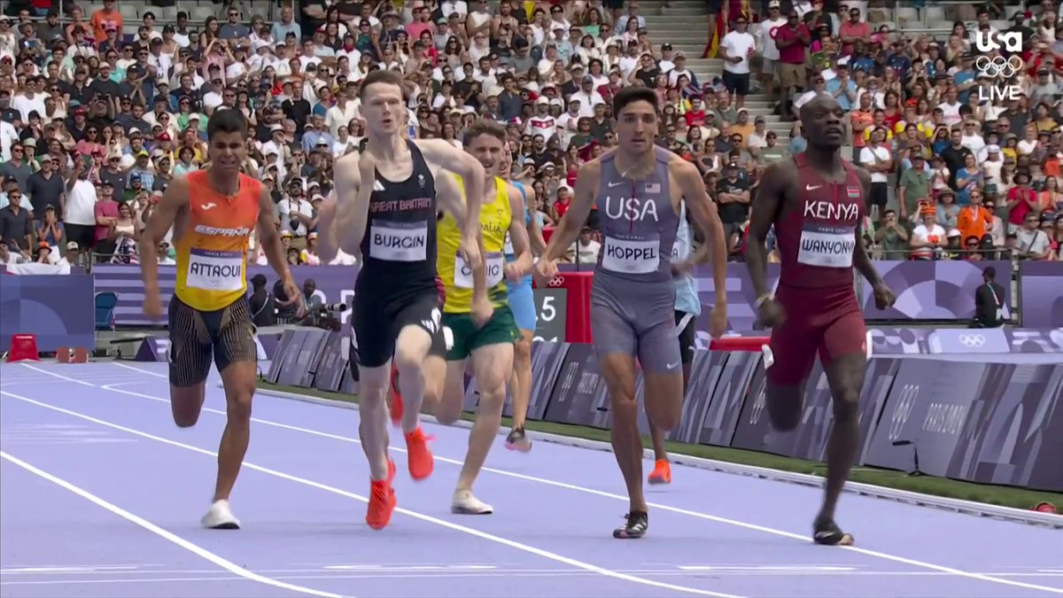 Bryce Hoppel takes it all the way to the line to secure a spot in his first Olympic 800m final. 💪 #ParisOlympics 📺 USA Network &amp; Peacock
