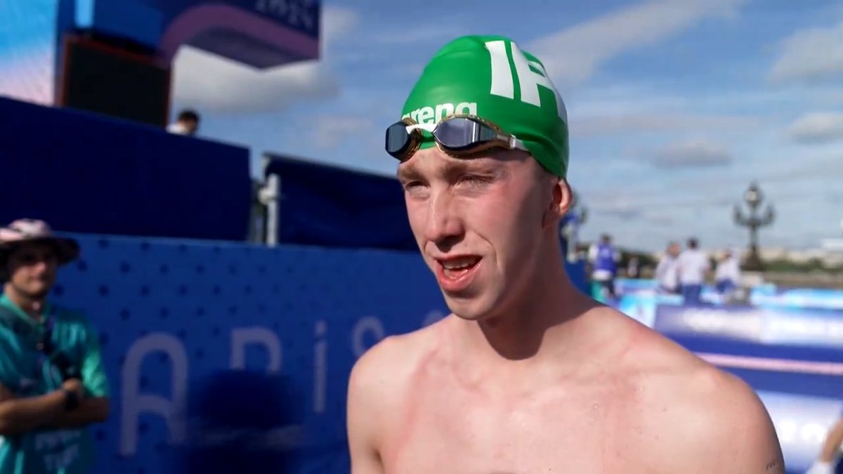 “I’m never doing it again…” Daniel Wiffen absolutely delighted he finished the 10km marathon swim in the Seine and announces his retirement from ‘open water’ ☘️