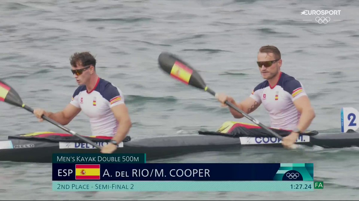 Marcus Cooper y Adrián del Río quedan CUARTOS en el K2 500. 😞 ¡La medalla de bronce se ha decidido por la foto finish!