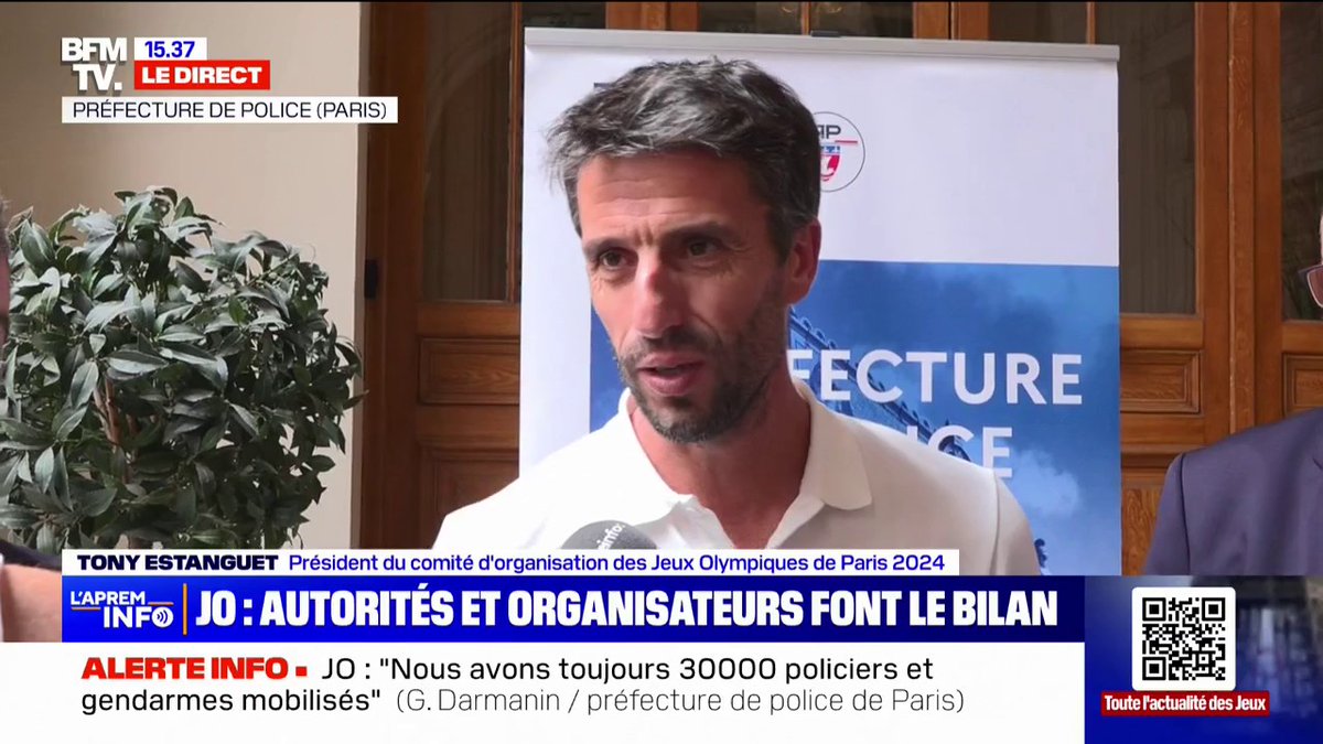 💬 "Je voulais témoigner mon admiration, mes remerciements et mes félicitations à toutes les forces de l'ordre" Tony Estanguet, président du comité d'organisation de Paris 2024, visite la préfecture de police de Paris avec Gérald Darmanin