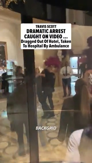 Dramatic new video of #TravisScott's arrest shows Paris Police dragging him away from a luxury hotel -- before they later took him to the hospital via ambulance. (🎥: Backgrid)