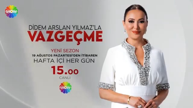 Hiçbir dert çözümsüz değildir! #DidemArslanYılmazlaVazgeçme yeni sezonuyla 19 Ağustos Pazartesi’den itibaren hafta içi her gün 15.00'te Show TV'de. Didem Arslan Yılmaz’la Didem Arslan Yılmaz