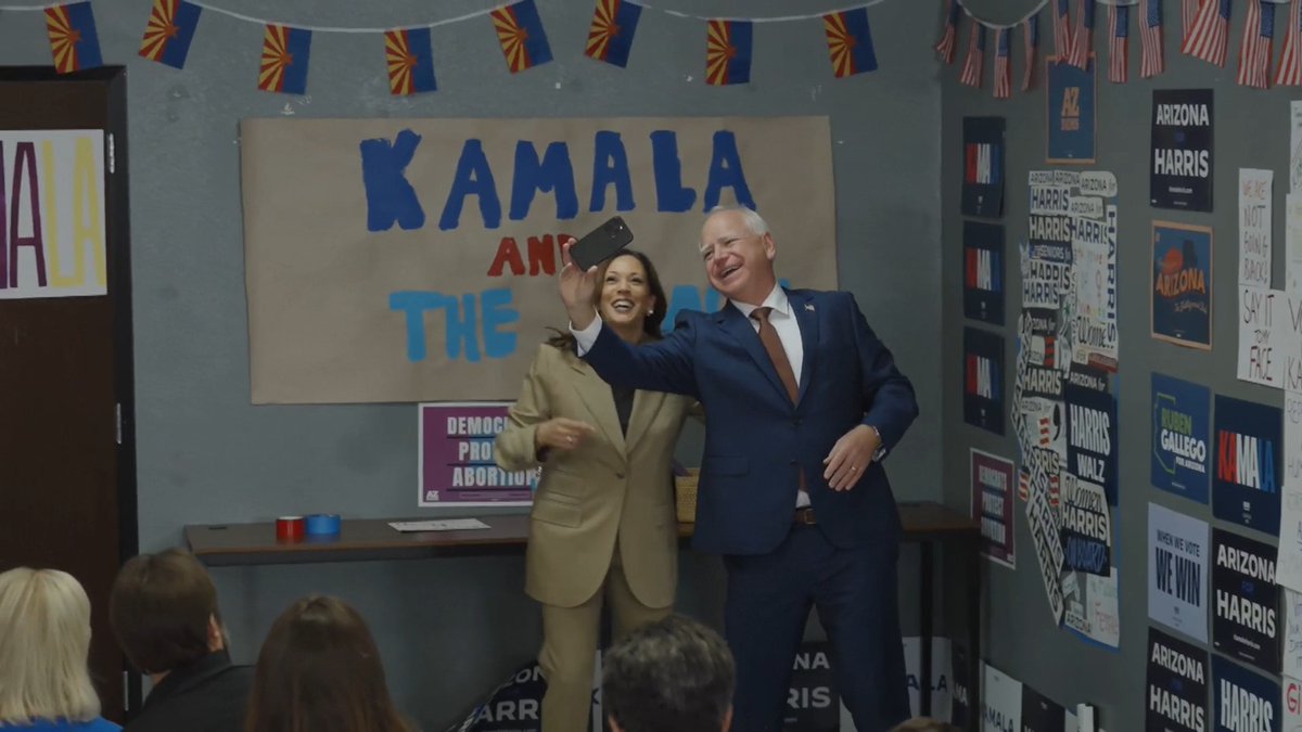 Gov. Walz: I have not asked this yet, but I’m gonna get my selfie with her in front of this sign 🤳