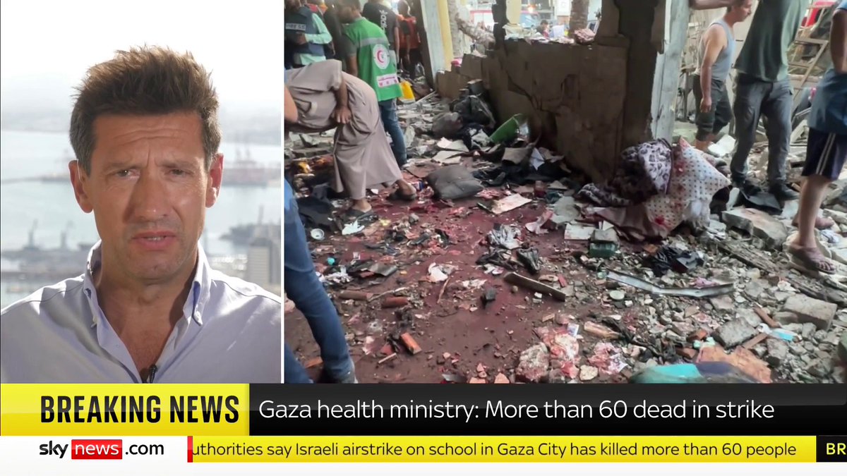 Dozens of people have been killed in a strike that targeted a school-turned-shelter in Gaza City, Palestinian health officials have said. Sky's Dominic Waghorn has the latest. More: 📺 Sky 501, Virgin 602, Freeview 233 and YouTube