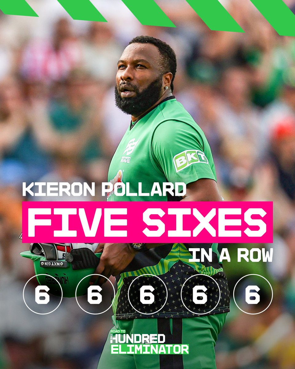 Kieron Pollard hitting FIVE SIXES IN A ROW! 😱 #TheHundred | #RoadToTheEliminator