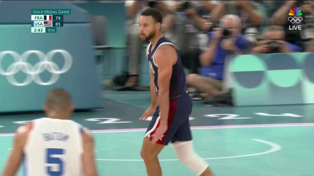 CURRY TIME. 🥶 A huge three to shift the momentum late. #ParisOlympics | 📺 NBC and Peacock