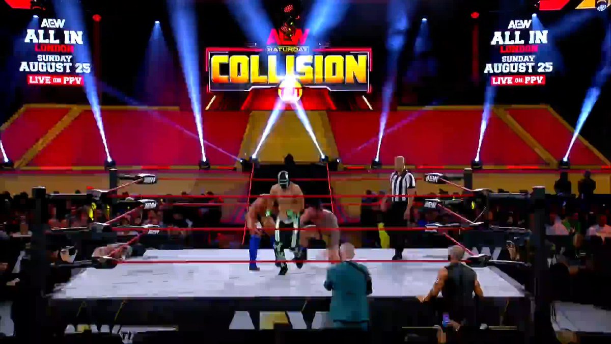 What a catch by Josh Woods! Watch #AEWCollision LIVE on TNT! DARBY ALLIN | #Hologram | Tony Nese | W O O D S