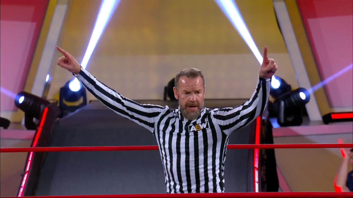 Christian Cage fast counted all the way till 9... Buddy Matthews started getting up so Christian speared him, counted 10 and rang the bell. A DOUBLE COUNTOUT SO NEITHER TEAM WINS. 😭