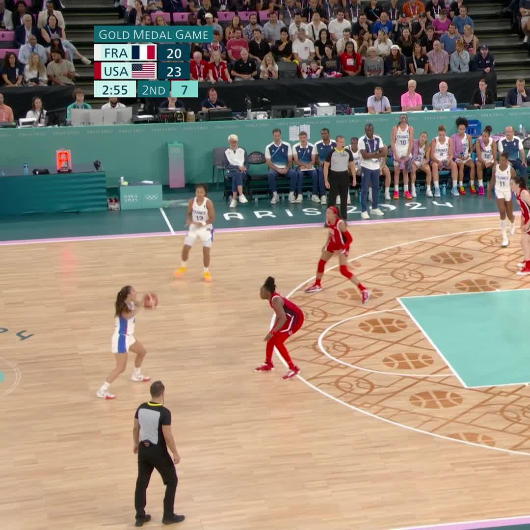 BUCKET FOR MARINE FAUTHOUX 🏀🗑️ France and USA go into the half-time break 25-25 🔥 📺 Stream #Paris2024 live: #CloserToYourChampions