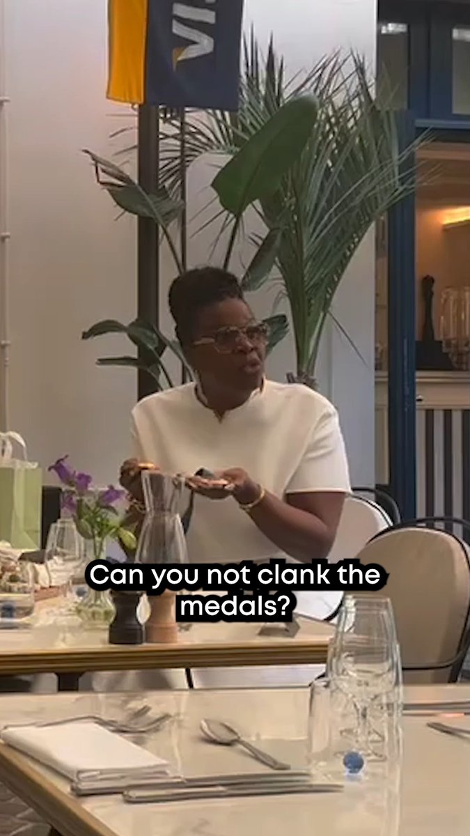 Leslie Jones (Leslie Jones 🦋) enjoying breakfast and medals with Katie Ledecky? We would watch an entire series like this. ❤️ #ParisOlympics