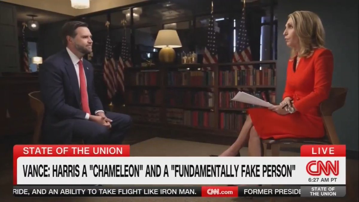 Vance: This is a fundamentally fake person Bash: With respect, you changed your position on an important thing, Donald Trump Vance: Of course I did! Bash: So why are you not a chameleon?