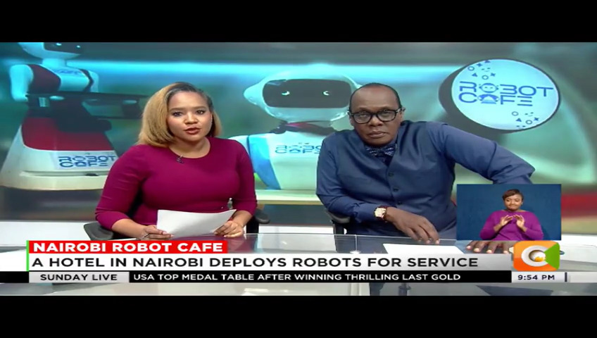 Nairobi Robot Café: A hotel in Nairobi deploys robots for service Robots deliver food to clients on their tables Hotel located in Kilimani, Nairobi #CitizenSundayLive Jeff Koinange, MBS Olive Burrows