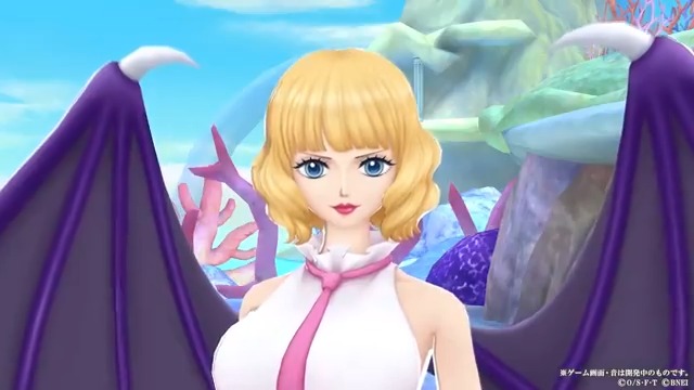 【新キャラクター紹介】 ■ベガパンクのスパイ ステューシー 緑属性/ディフェンダー 『「紙絵」"残身"』のカウンターに成功すると敵に回避のクールタイム追加や気絶状態を付与するぞ⚡ 動けなくなった敵を『許してね…♡』でK.O. しよう! #バウンティラッシュ #ONEPIECE
