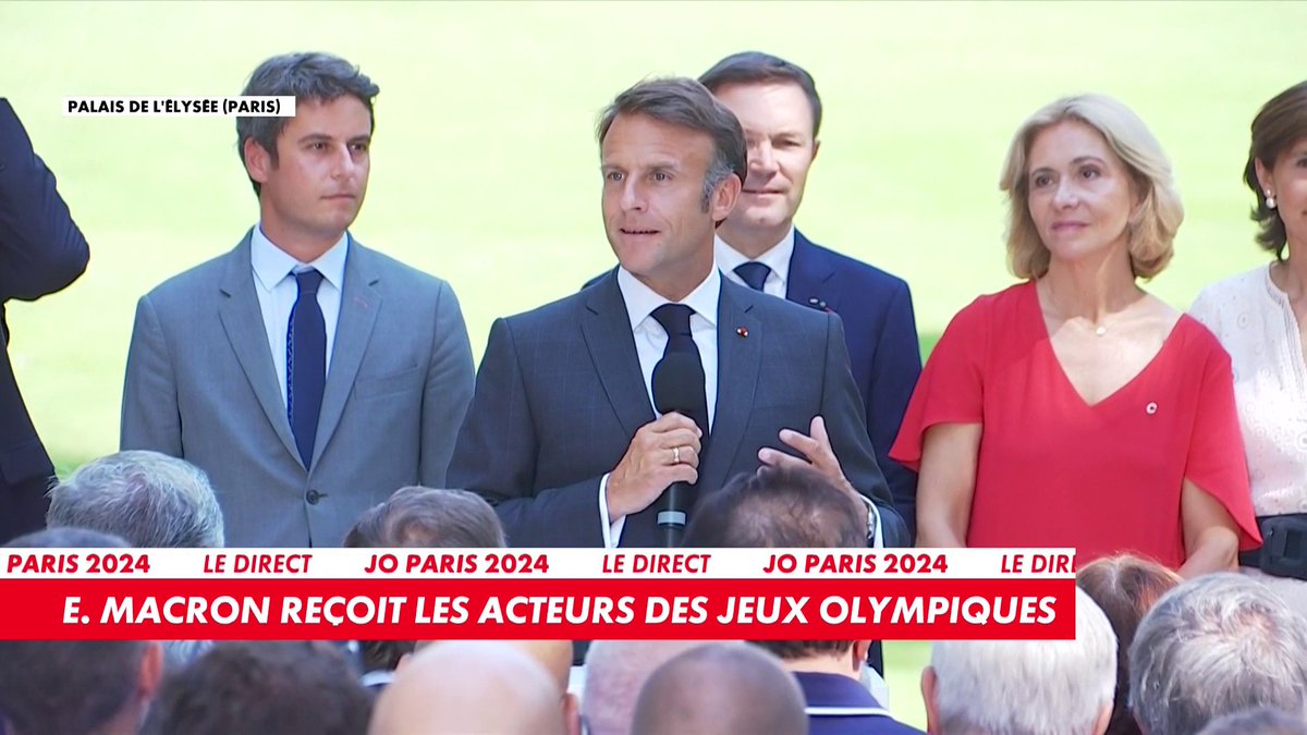 Emmanuel Macron, au lendemain de la cérémonie de clôture des Jeux olympiques : «Ce matin, on a tous un peu de nostalgie», a-t-il déclaré dans le jardin de l'Elysée.