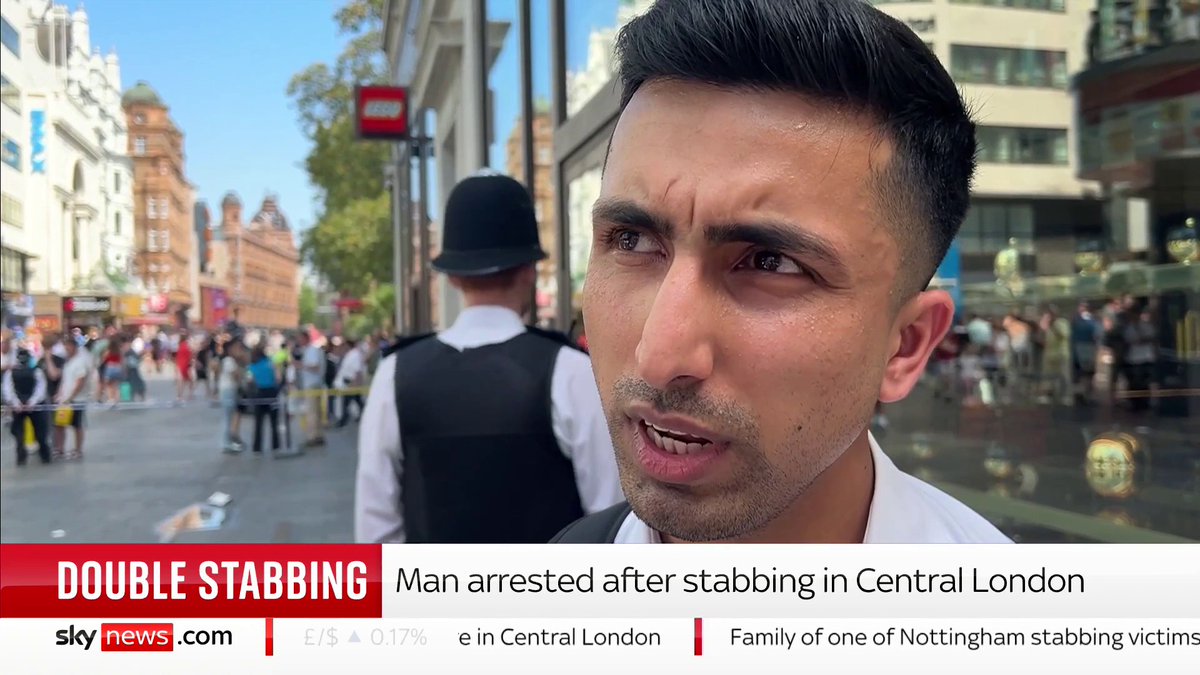 'I saw a kid getting stabbed, and I tried to save her' Abdullah is a security guard working nearby and intervened in the attack - he tells Sky News he "heard a scream", then "jumped on" the man who was attacking the child Full story ➡️ 📺 Sky 501