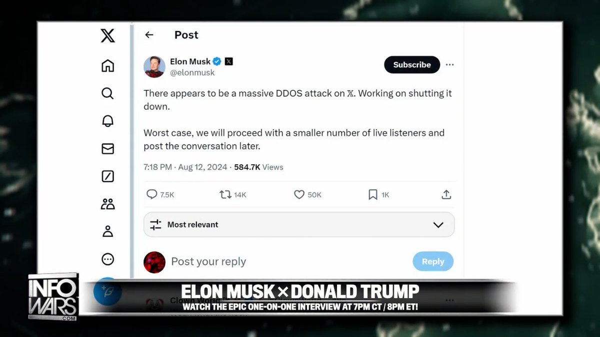 BREAKING: Elon Musk Reports Massive DDOS ATTACK On X Servers