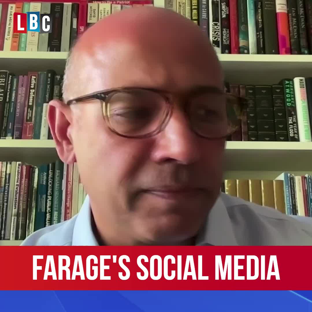 'Nigel Farage's social media activity - do you think that should be investigated?' 'I imagine my former colleagues are doing precisely that.' Ex-counter-terrorism chief Neil Basu suspects that authorities 'will be looking at anybody who might have incited' riots. James O'Brien