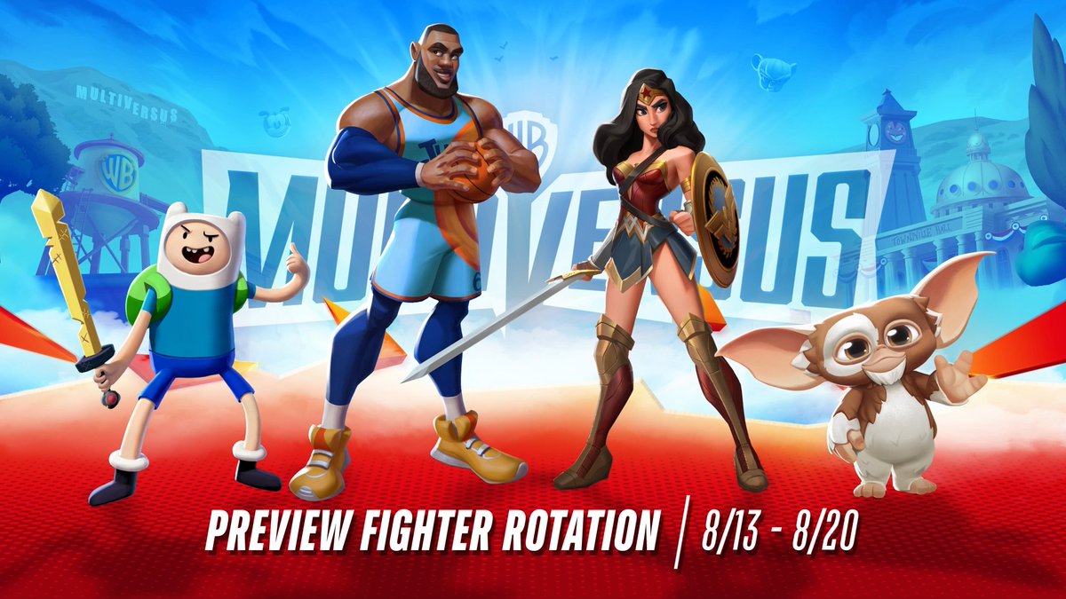 All-star fighter rotation! Who’s your first pick - LeBron, Wonder Woman, Finn or Gizmo? #MultiVersus