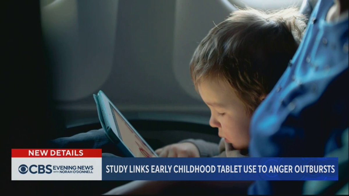 With some parents using tablets as digital pacifiers to soothe their children, a new study finds preschoolers who spend 75 minutes or more in front of a screen showed increased anger and frustration as they got older, along with difficulties in regulating their emotions.