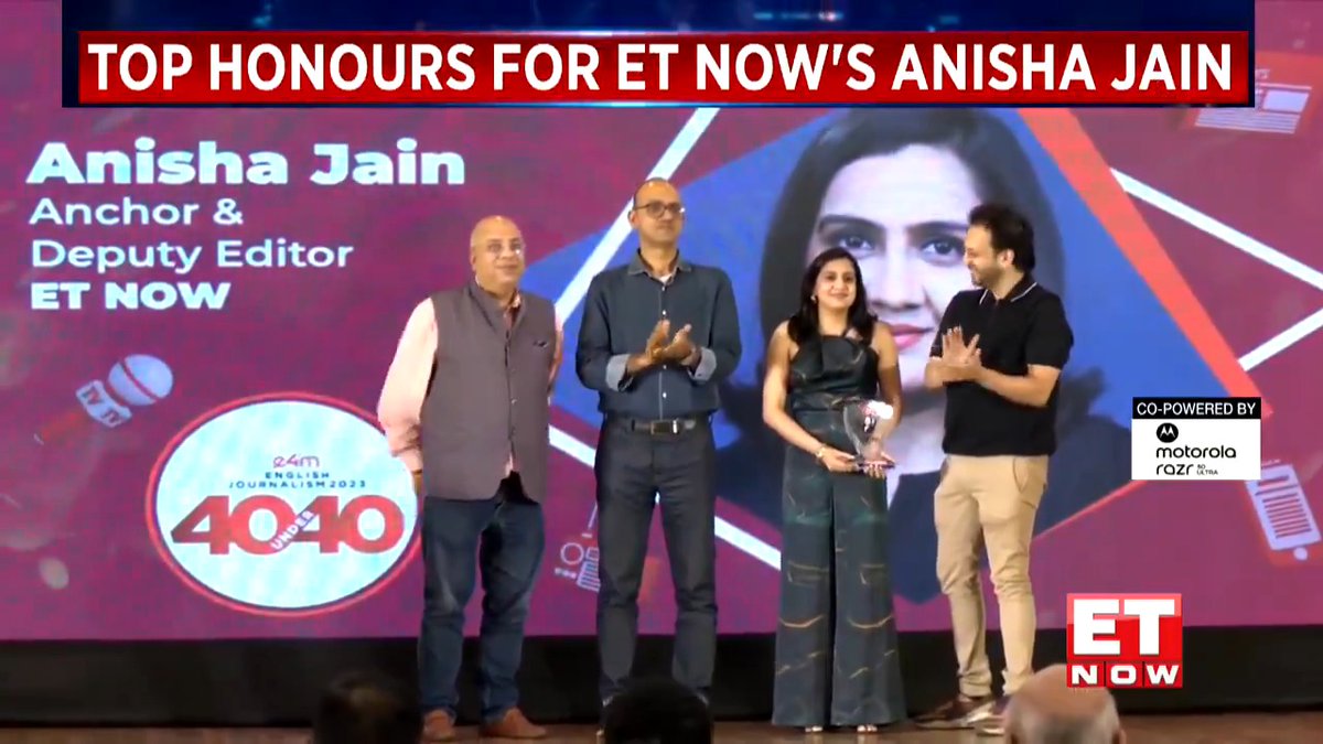 A moment to celebrate!🎉 ET NOW's Anisha Jain shines at E4M 40 Under 40 Awards!👏 Anisha Jain e4m Live