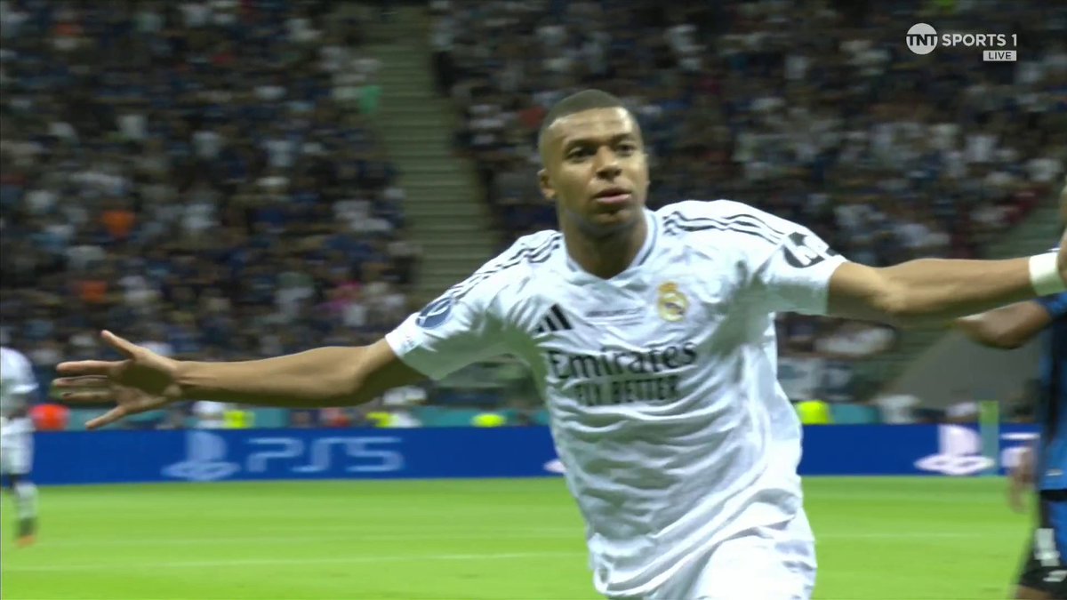 IT JUST HAD TO BE HIM! Kylian Mbappรฉ scores on his Real Madrid debut โช๏ธ๐ ๐บ Watch live on TNT Sports and discovery+ UK