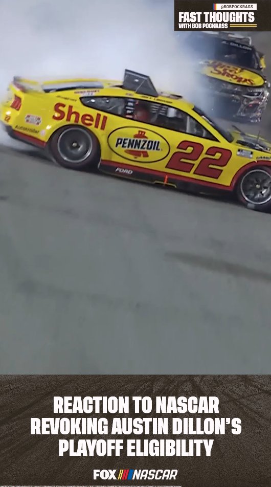 "I think they got it right." #NASCAR has revoked Austin Dillon's playoff eligibility. Fast Thoughts with Bob Pockrass.
