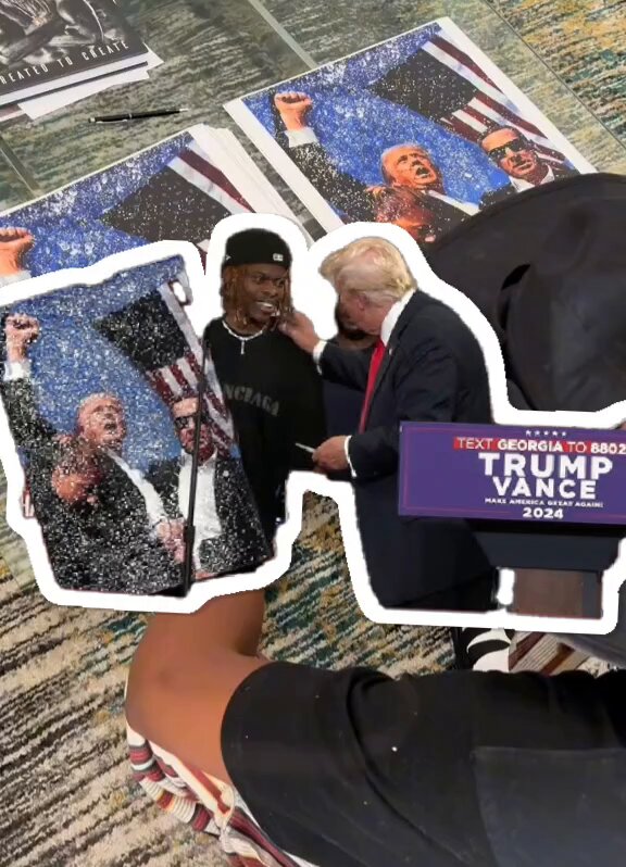 The local Atlanta artist Trump brought on stage at his rally is now getting orders from thousands of customers all over the country for his unique painting of Trump's iconic picture in Butler Trump is creating black jobs without even being president yet 🔥