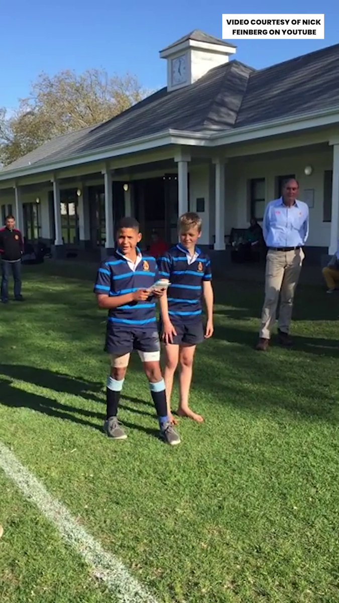 Incredible footage of 13-year-old Sacha Feinberg-Mngomezulu addressing his team and coaches at the Bishops U13 end of season braai in 2015 🗣️ (via Nick Feinberg)