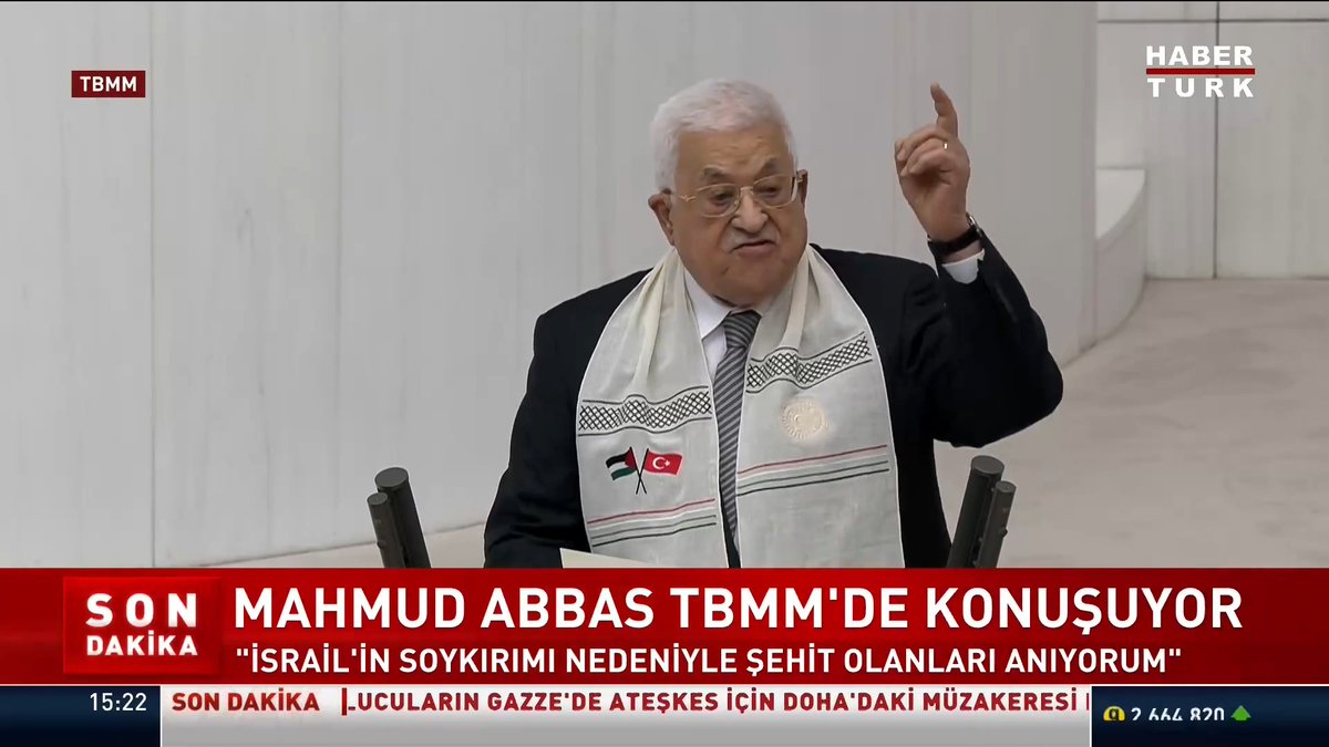 Filistin Devlet Başkanı Mahmud Abbas: "Kardeş Türk halkına teşekkür ediyorum."