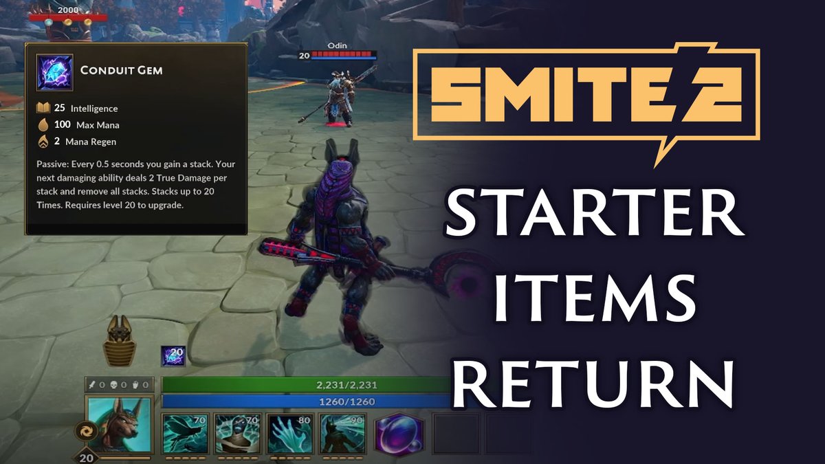 We have been listening to the Community, and one thing we keep hearing is "bring back starter items in SMITE 2" so we did just that. Starter items are back for SMITE 2.