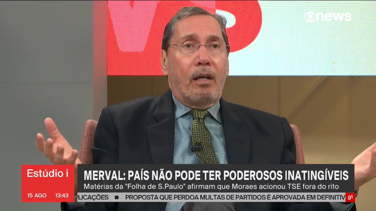 "O ministro não pode ser um ser acima de todo mundo, que manda abrir, manda fechar, manda prender", diz @MervalPereira. ➡ Assista ao #Estúdioi: #GloboNews @Andreiasadi